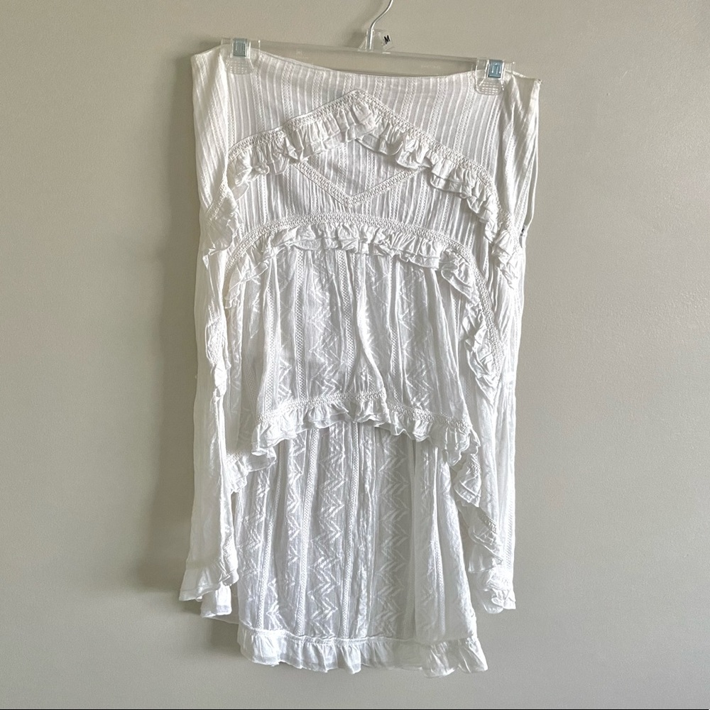 zinc White Asymmetrical Ruffled Skirt